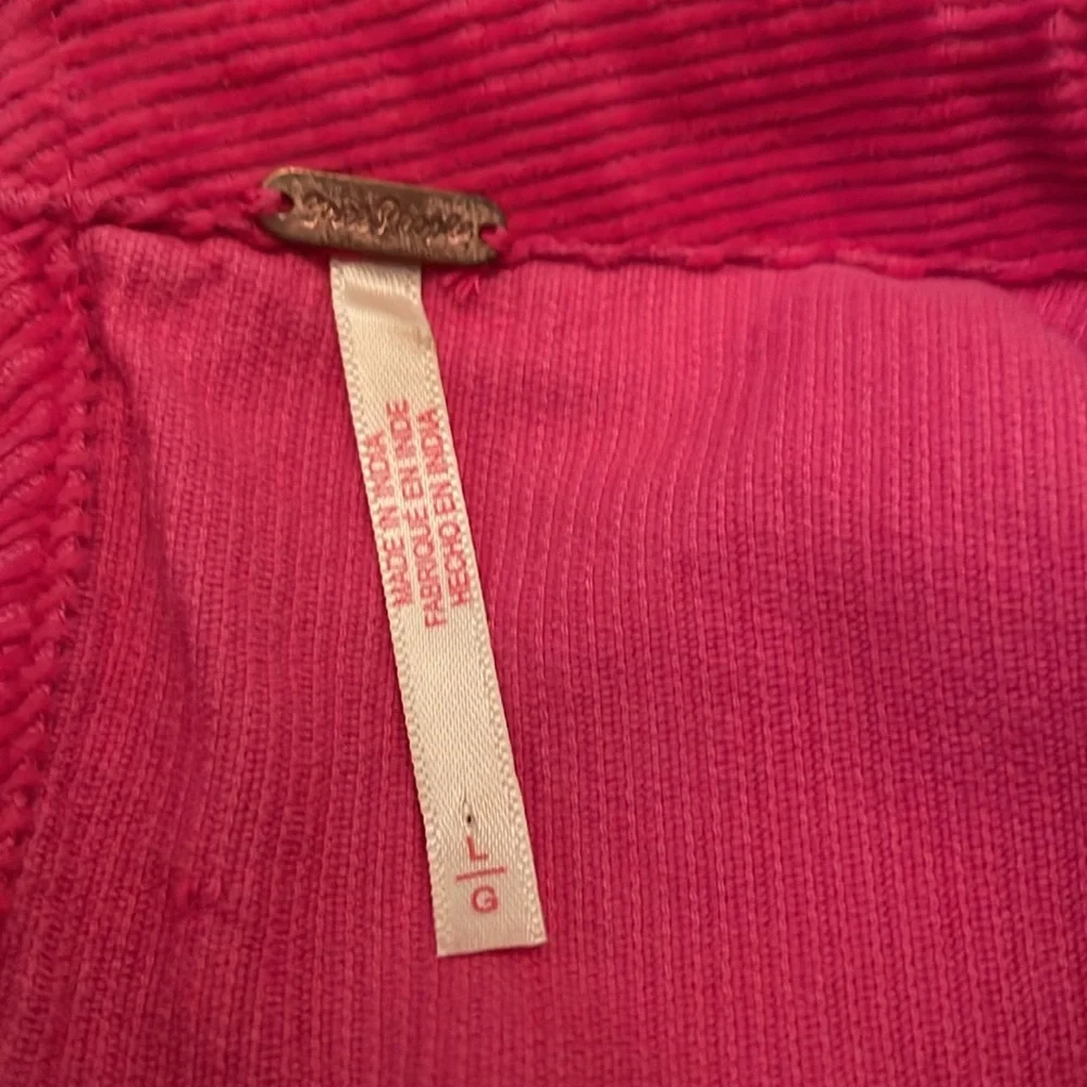 Like new Free People baby cord dress/tunic. Large. Pockets. Bright pink. Lovely! - Picture 6 of 7